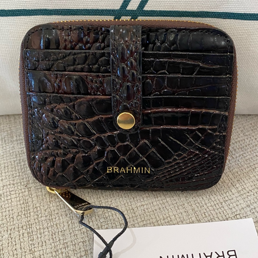🤎COCOA MELBOURNE BRAHIN Square Travel Zip Wallet ~ NWT and REGISTRATION CARD